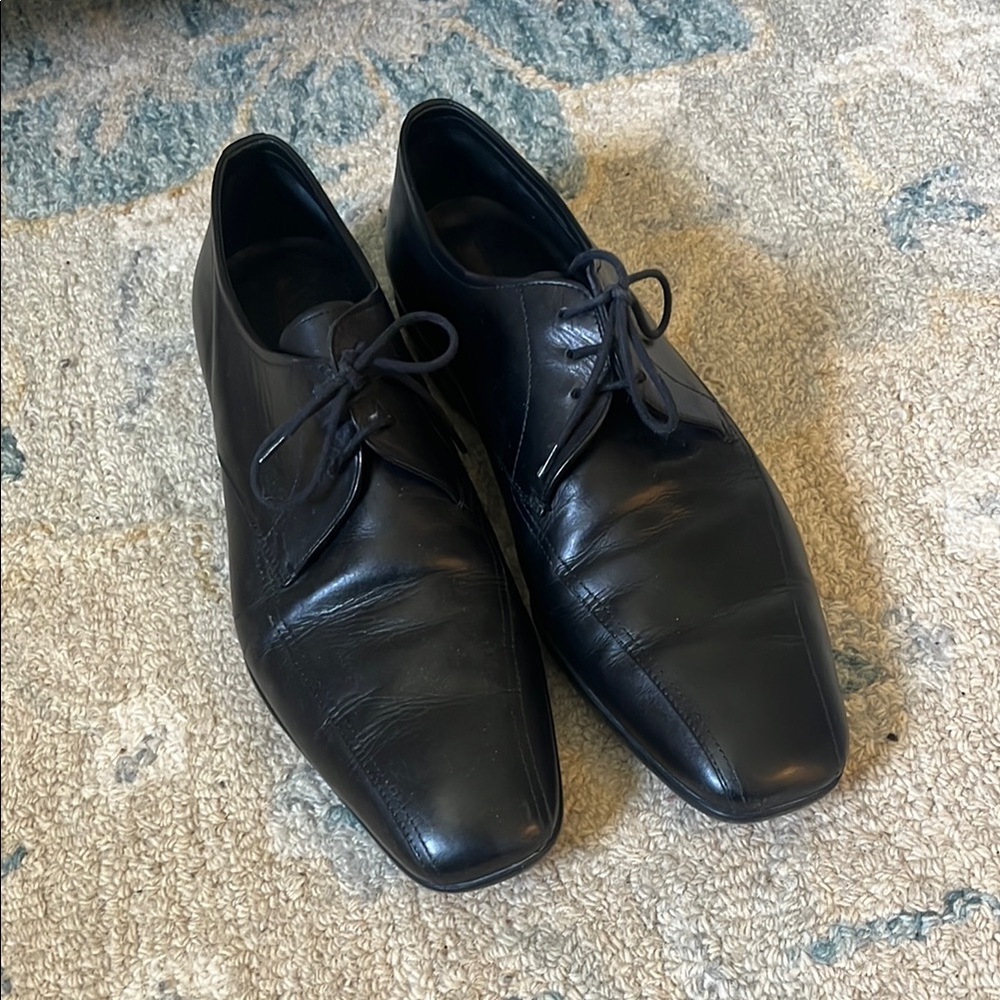 Prada Men's Black Leather Dress Shoes